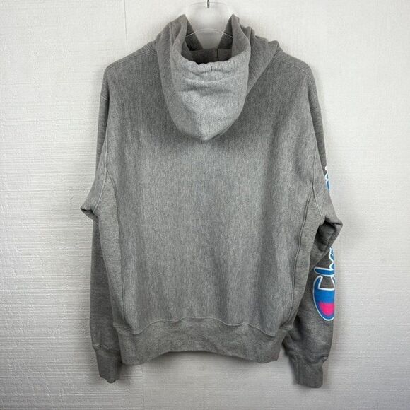 Champion Hoodie M Mens LIFE Reverse Weave Exclusive Gray Neon Multicolor Logos - Picture 4 of 5